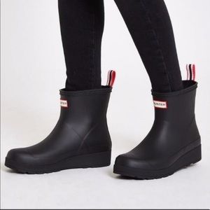 NEW HUNTER Original Play Short Rainboots wedge boot size 7 black